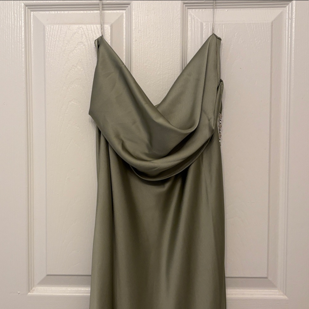 Fashion Nova Strapless Olive Dress